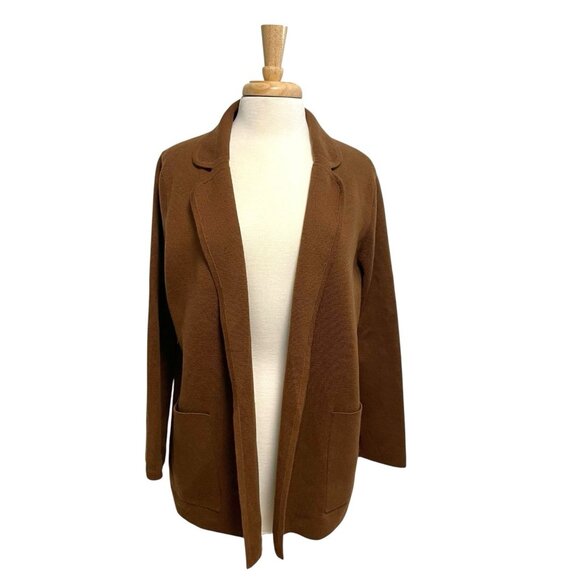 J. CREW Merino Wool Blend Sweater Blazer Jacket Preppy Classic Brown size Small - Picture 1 of 6